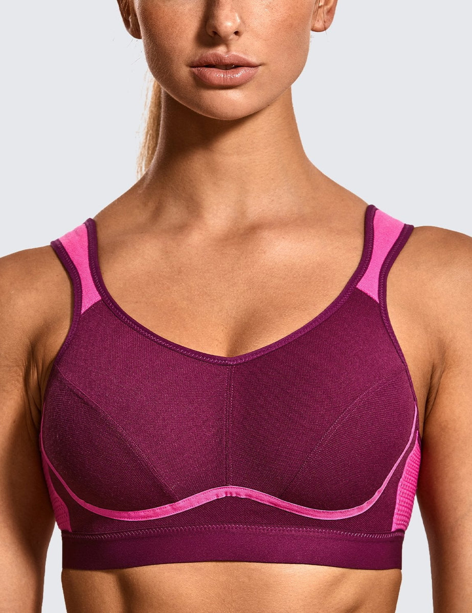 SYROKAN Front Adjustable Sports Bra for Women | High Impact Wirefree  Comfort | No Bounce Support | Workout Running Bra