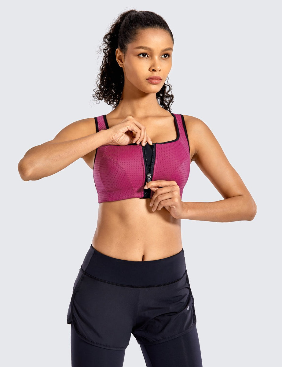 High Impact Wirefree Padded Front Zip Sports Bra