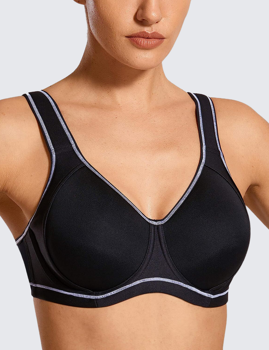 SYROKAN Women's High Impact Support Wirefree Bounce Control Plus Size  Workout Sports Bra Black/Grey 42C,  price tracker / tracking,   price history charts,  price watches,  price drop alerts