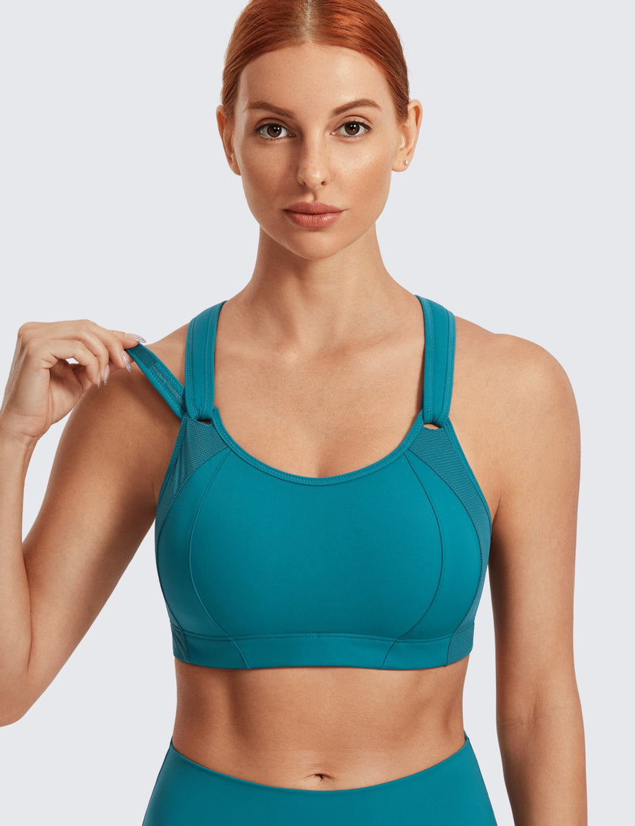 SYROKAN Sports Bras for Women High Impact Mesh Full Coverage