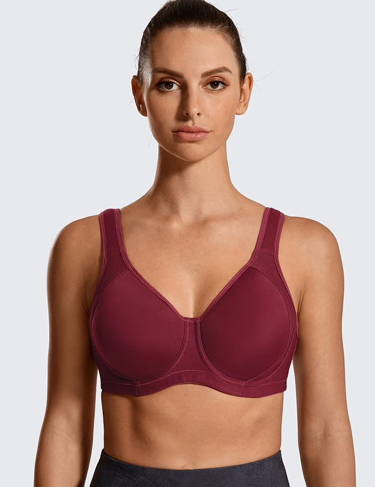 SYROKAN Women's Workout Sports Bra High Impact Support Bounce Control  Wirefree Mesh Racerback Top Misty Merlot XX-Large price in UAE,  UAE