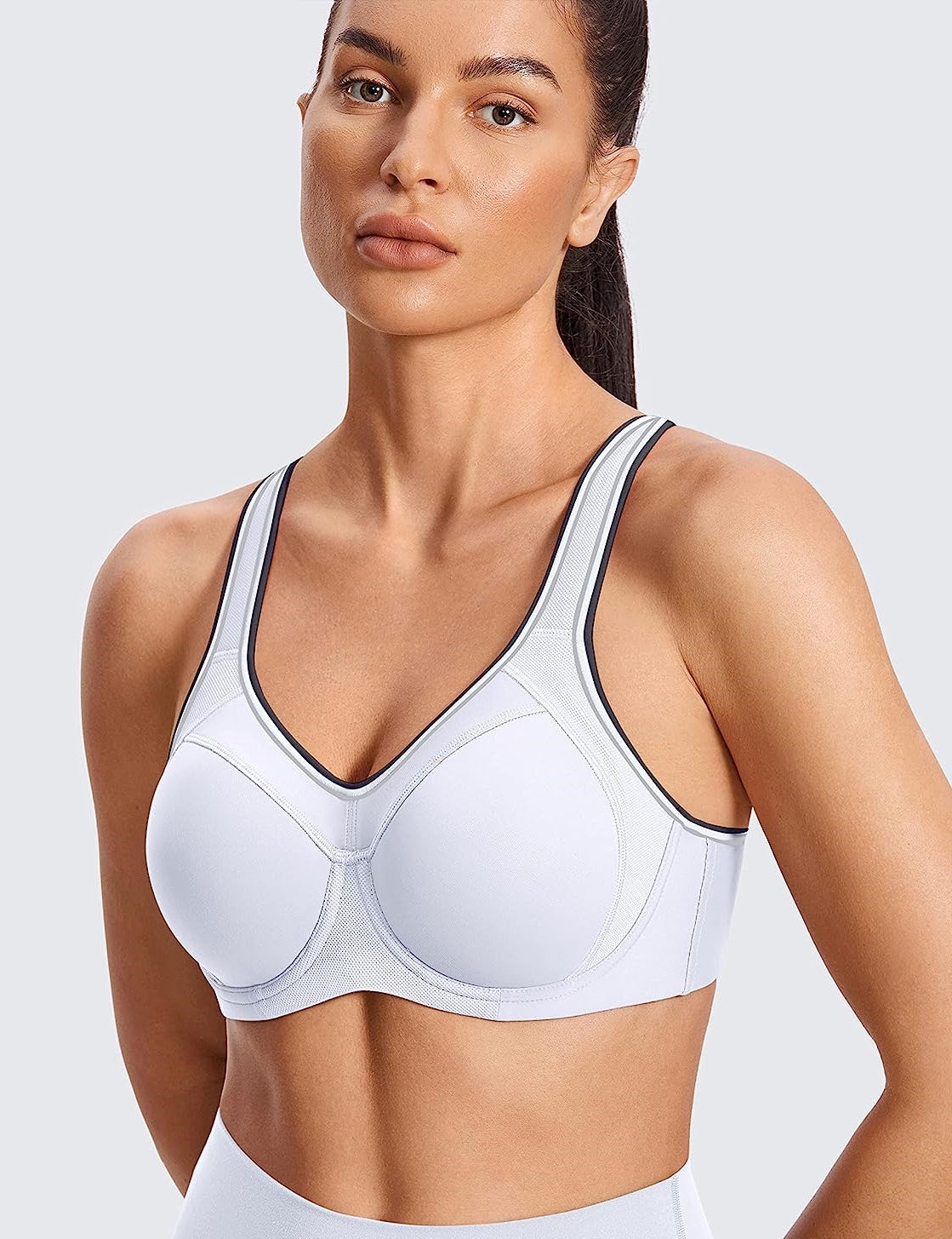 SYROKAN Women Front Zipper Sports Bra High Impact Adjustable