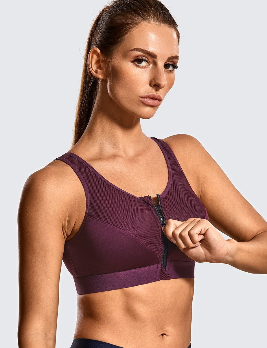 SYROKAN High Impact Sports Bras for Women Underwire High Support Racerback  No Bounce Workout Fitness Gym Mist Grey 38D